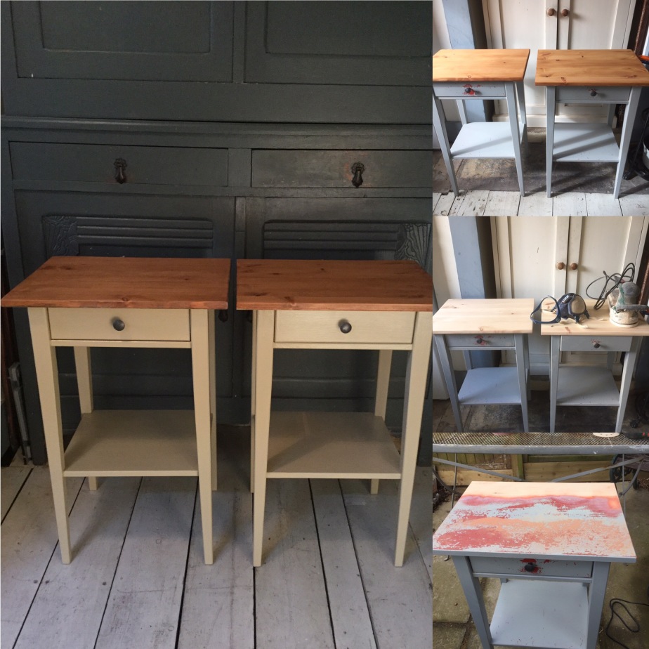 IKEA Henmes Bedside Tables - 4 stages of transformation